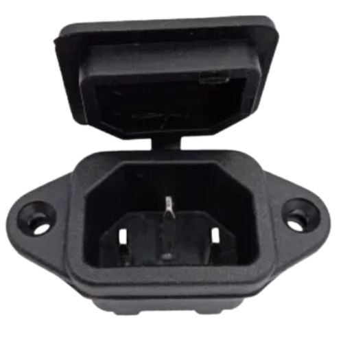 IEC SCREW MOUNT MALE CONNECTER WITH RUBBER COVER (+GST 18%) (00d4)